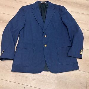 VINTAGE Stafford Navy Blue Blazer Men's 44 L Gold Buttons Wool Blend Sport Coat
